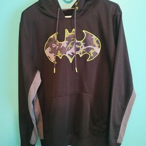 Batman Hoodie Camo & Neon Green Logo Men's Size Medium Black